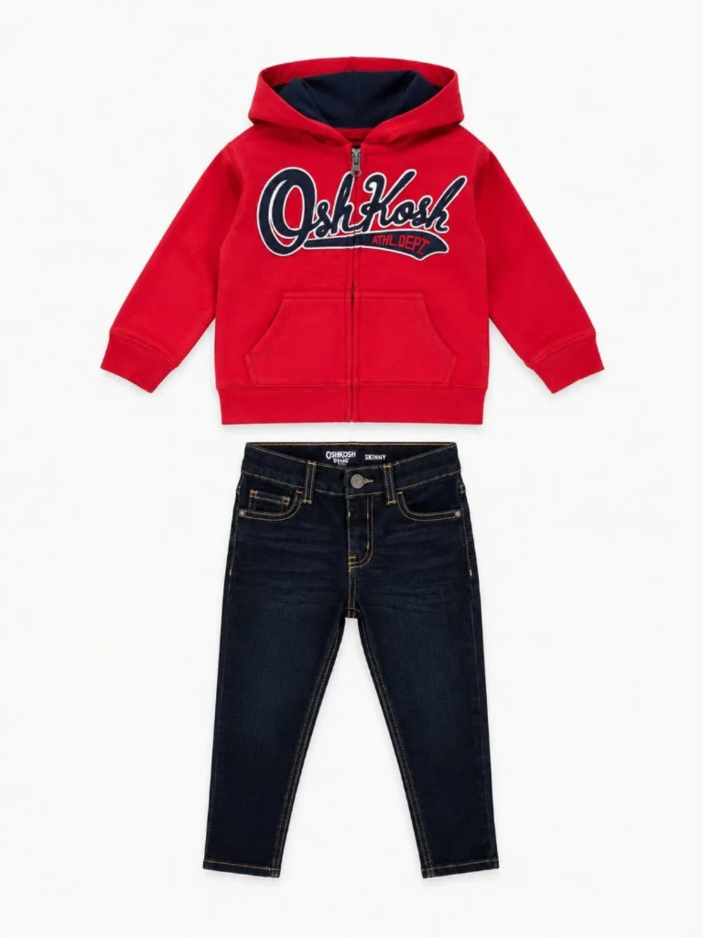 NWT OshKosh B’gosh Toddler Boy Outfit Set Size 4T Red Hoodie Skinny Jeans